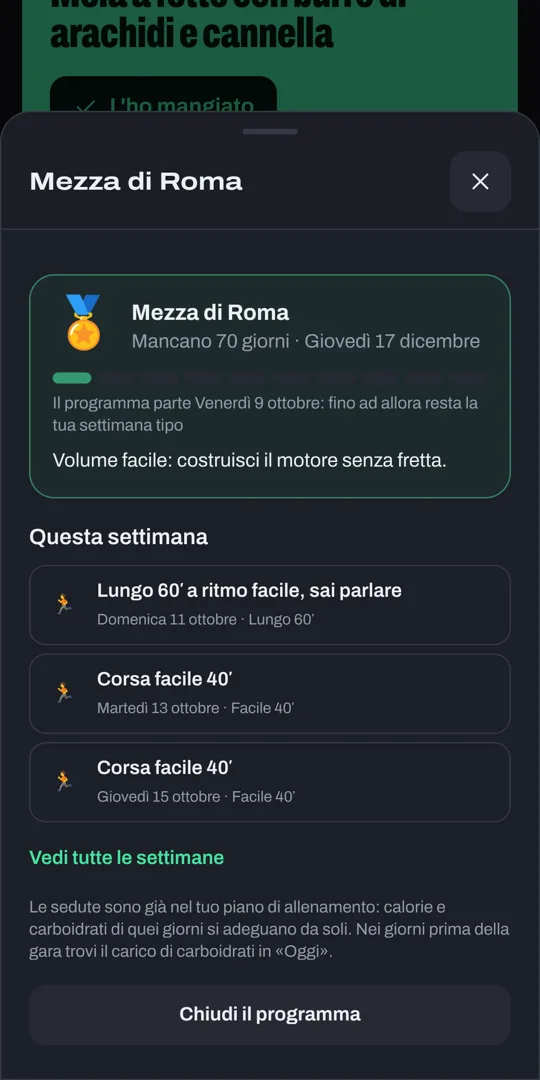 Un programma per la mezza maratona